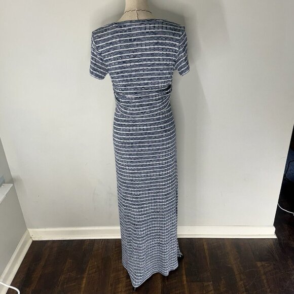 KAARI Blue Maxi Long Striped Dress Comfy Size S Revolve Knit Nautical stretch - Picture 7 of 9